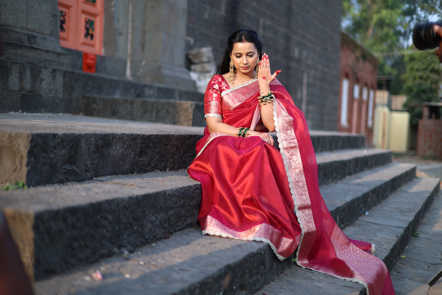Pink Tissue Saree | Wedding & Festive Wear Saree for Women | Bhairavi Vastram