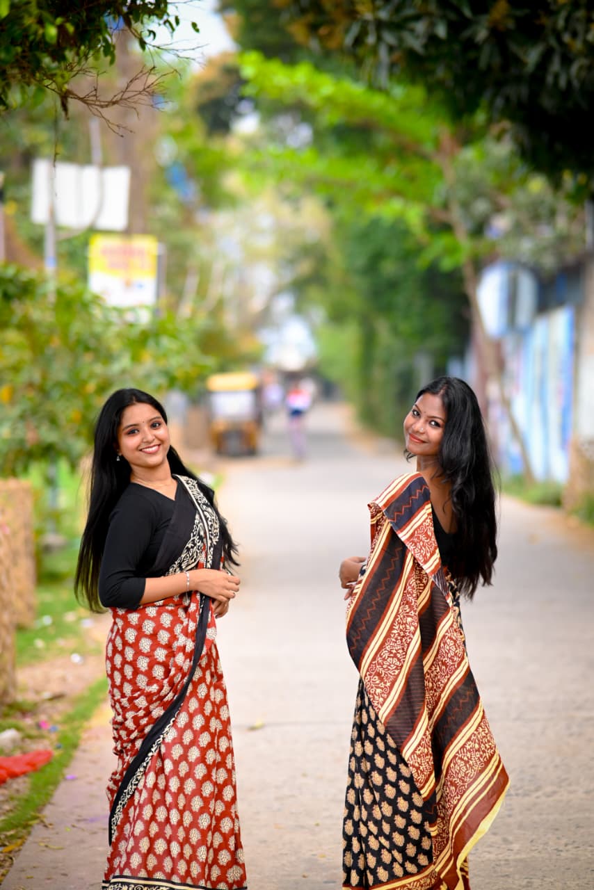 Hand Block Printed Pure Cotton Mul Saree | Soft Breathable Everyday Elegance