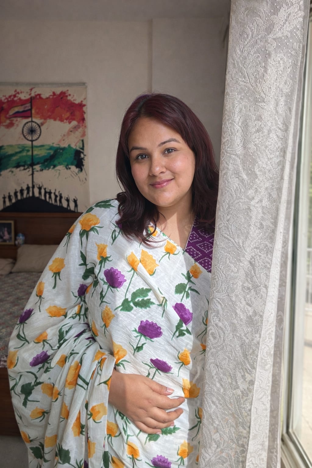 Bagru Pure Cotton Rose Printed Saree Online for Women | Bhairavi Vastram