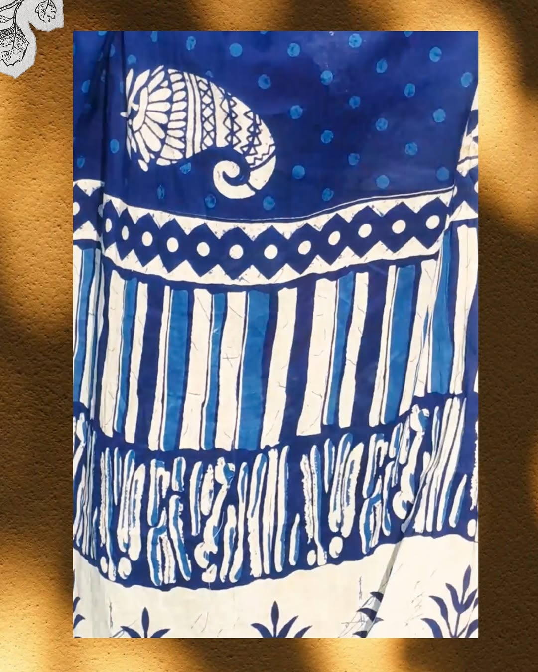 Blue Bagru Block Print Saree | Handcrafted Cotton Elegance | Bhairavi Vastram