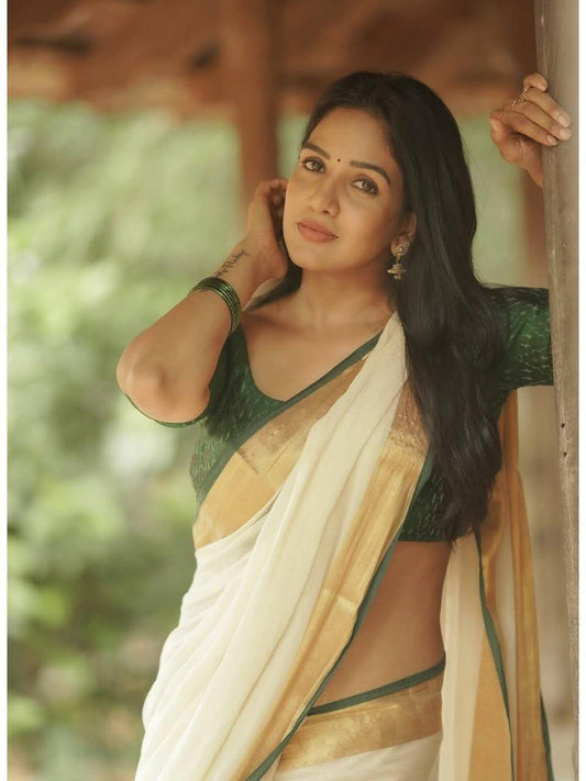 Classic White Cotton Saree