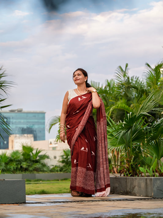 Hand Block Print Cotton Saree