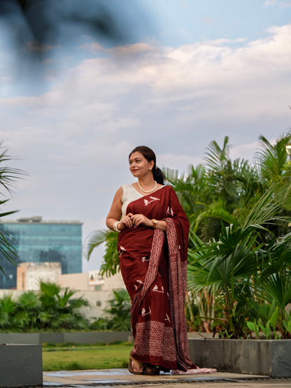 Hand Block Print Cotton Saree