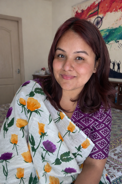 Bagru Pure Cotton Rose Printed Saree Online for Women | Bhairavi Vastram