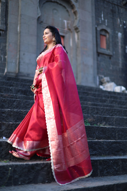 Pink Tissue Saree | Wedding & Festive Wear Saree for Women | Bhairavi Vastram