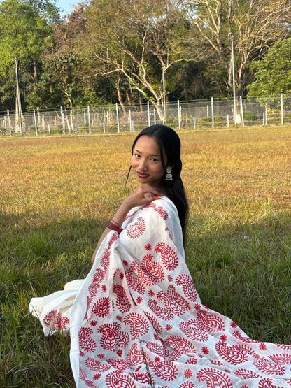 Malai Cotton Saree with Thread Embroidery