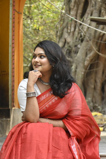 Red Soft Tissue Saree | Effortless Glow with Timeless Elegance | Bhairavi Vastram