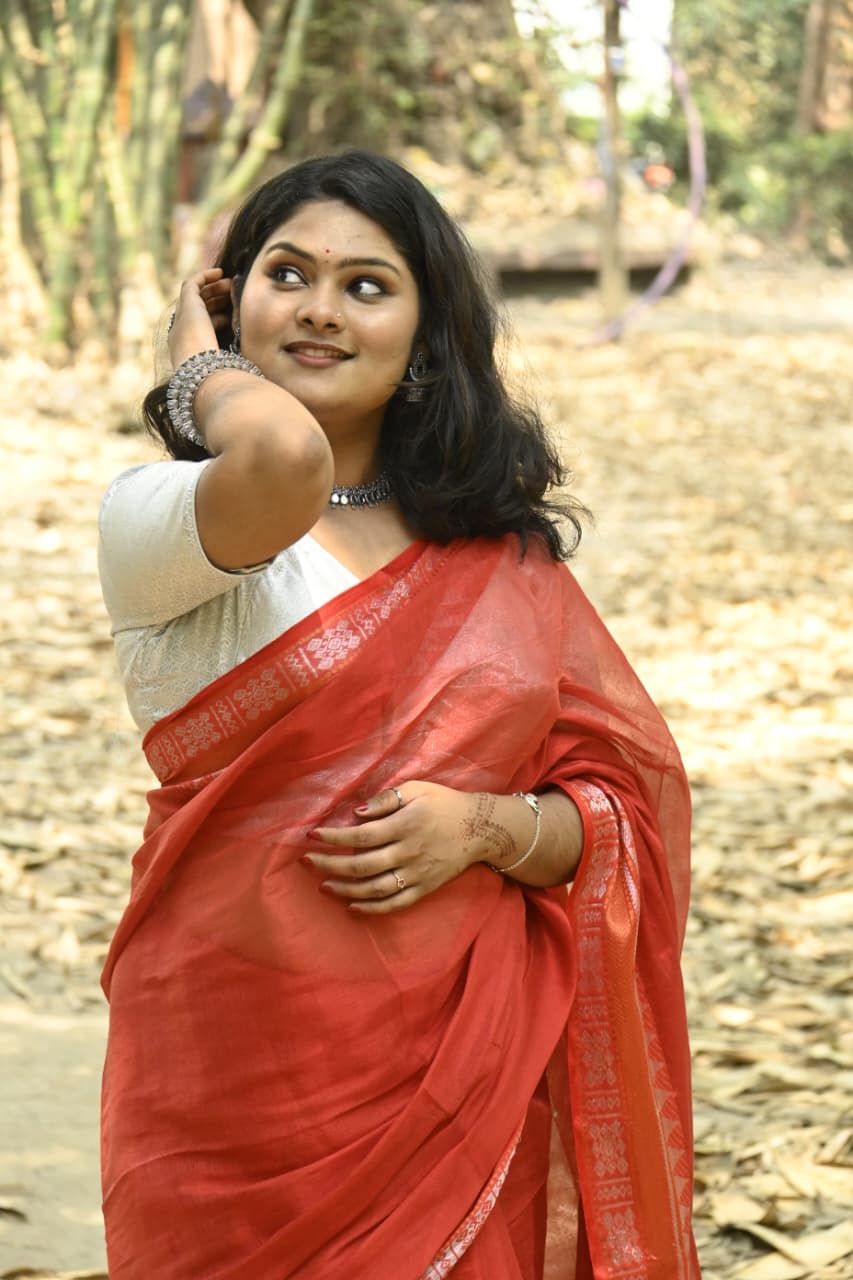 Red Soft Tissue Saree | Effortless Glow with Timeless Elegance | Bhairavi Vastram