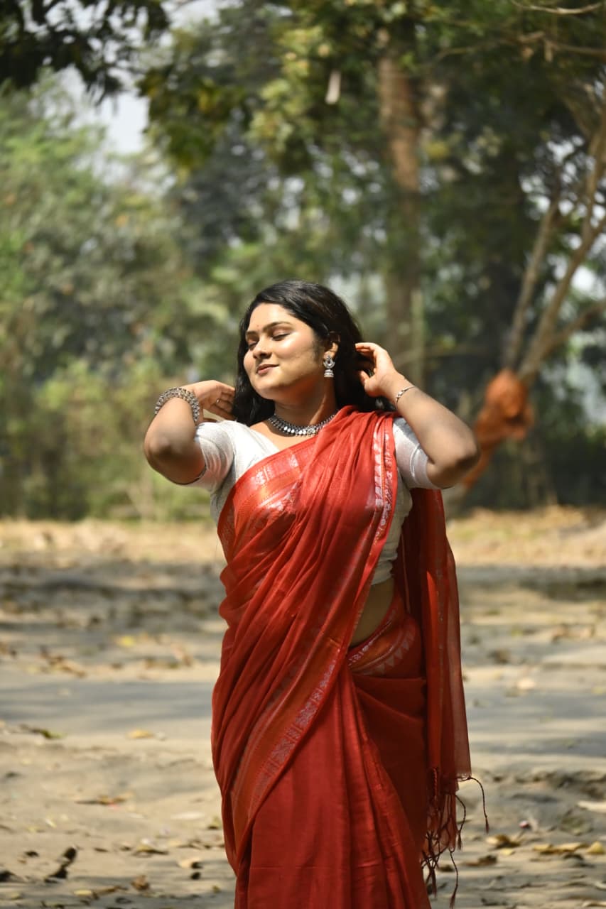 Red Soft Tissue Saree | Effortless Glow with Timeless Elegance | Bhairavi Vastram