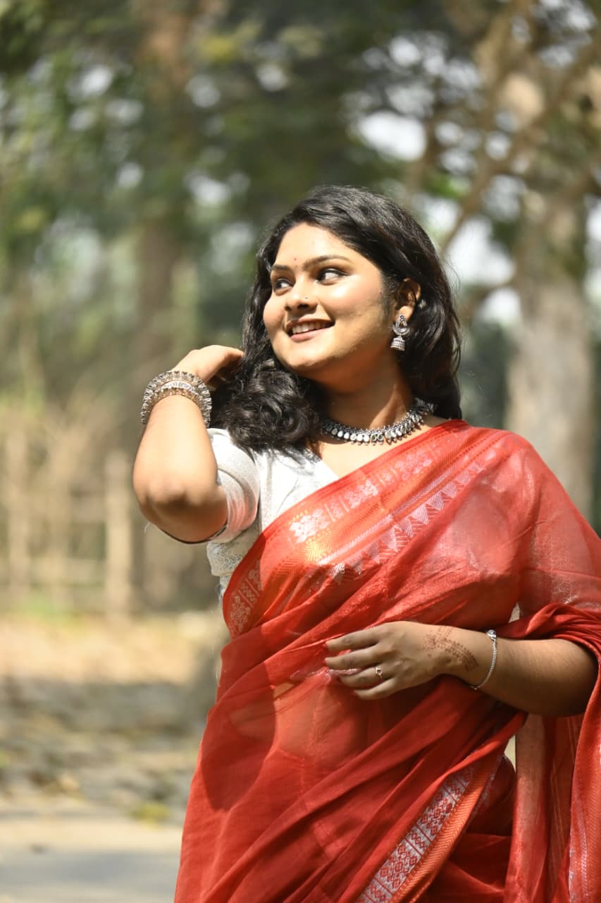 Red Soft Tissue Saree | Effortless Glow with Timeless Elegance | Bhairavi Vastram