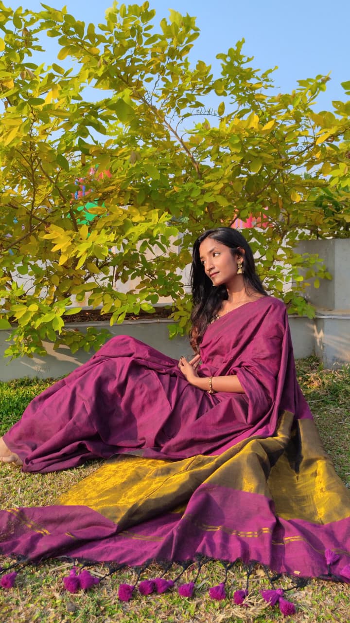 Khadi Zari Anchal Saree Online for Women | Elegant Handloom Saree | Bhairavi Vastram