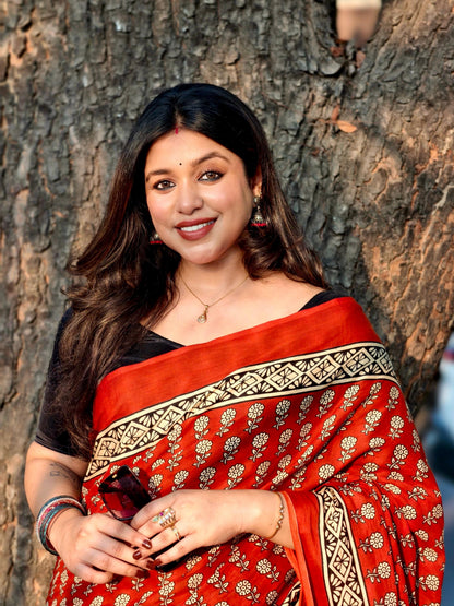 Hand Block Printed Mul Cotton Saree – Soft, Breathable & Comfortable for Everyday Wear