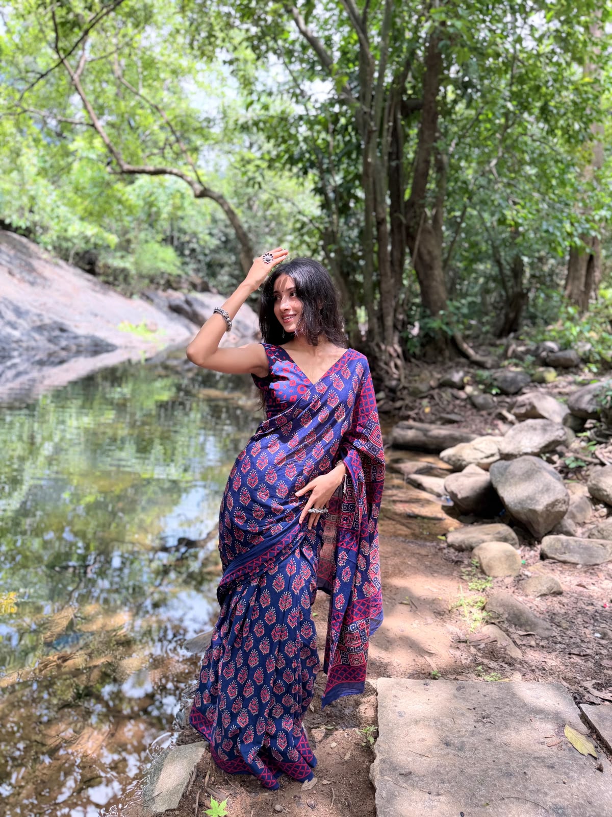 Bagru Cotton Handblock Print Saree