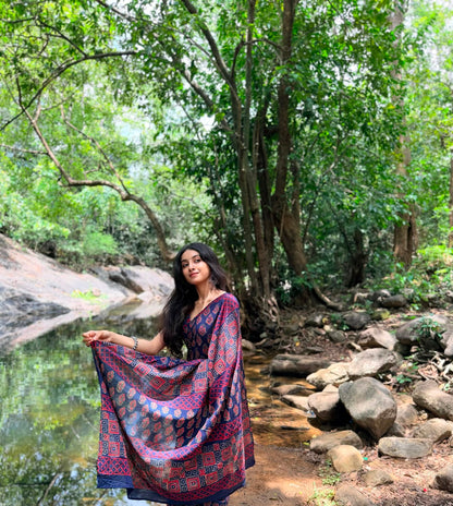 Bagru Cotton Handblock Print Saree