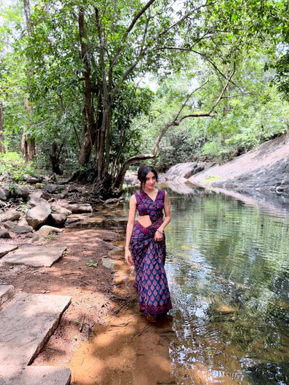 Bagru Cotton Handblock Print Saree