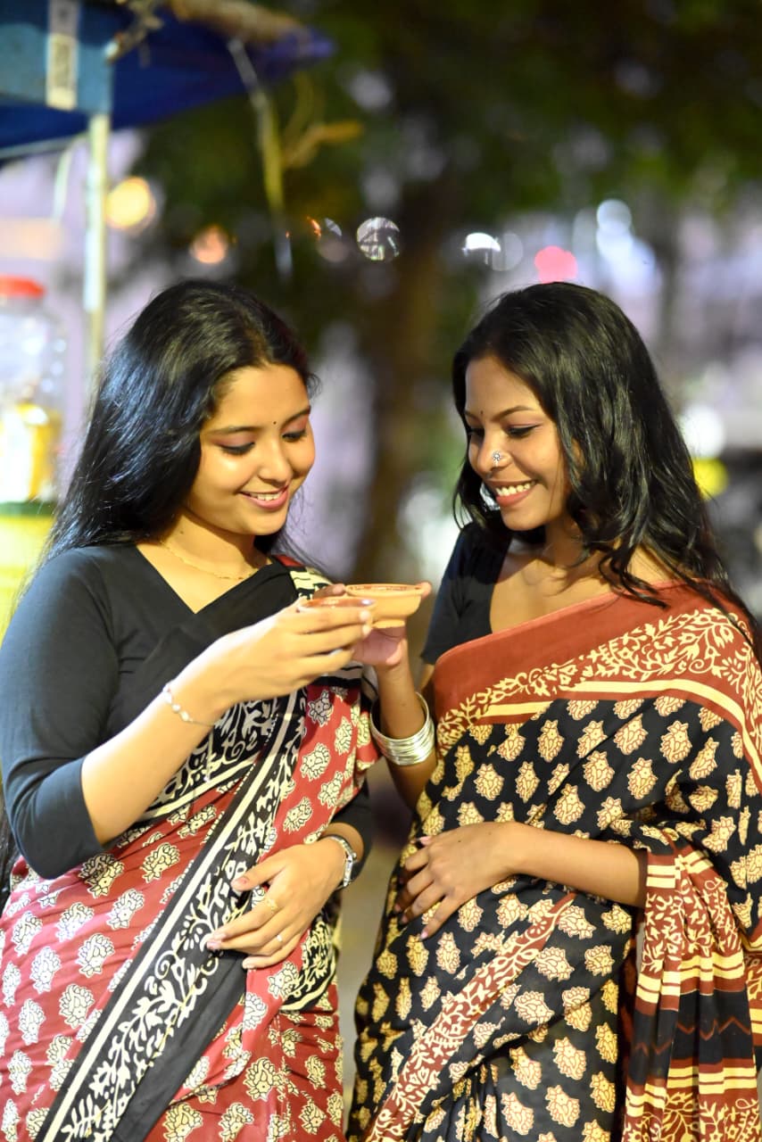 Hand Block Printed Pure Cotton Mul Saree | Soft Breathable Everyday Elegance