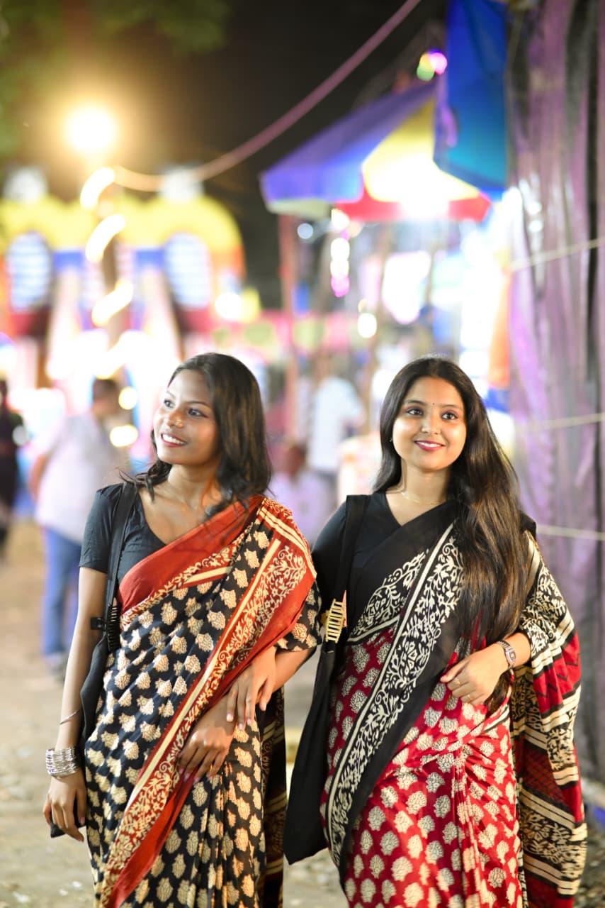 Hand Block Printed Pure Cotton Mul Saree | Soft Breathable Everyday Elegance