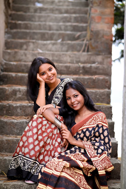 Hand Block Printed Pure Cotton Mul Saree | Soft Breathable Everyday Elegance