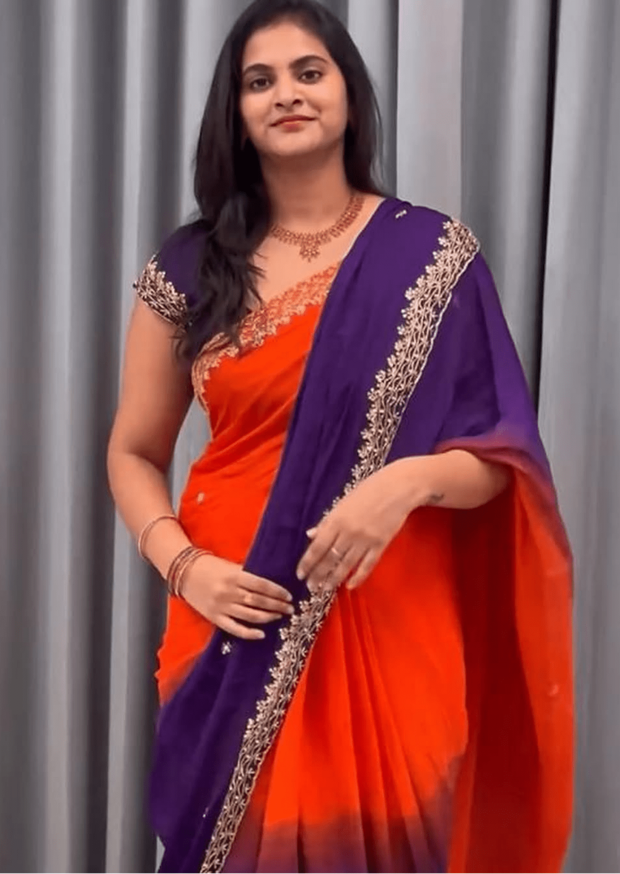 Royal Radiance Dual-Tone Chinon Saree